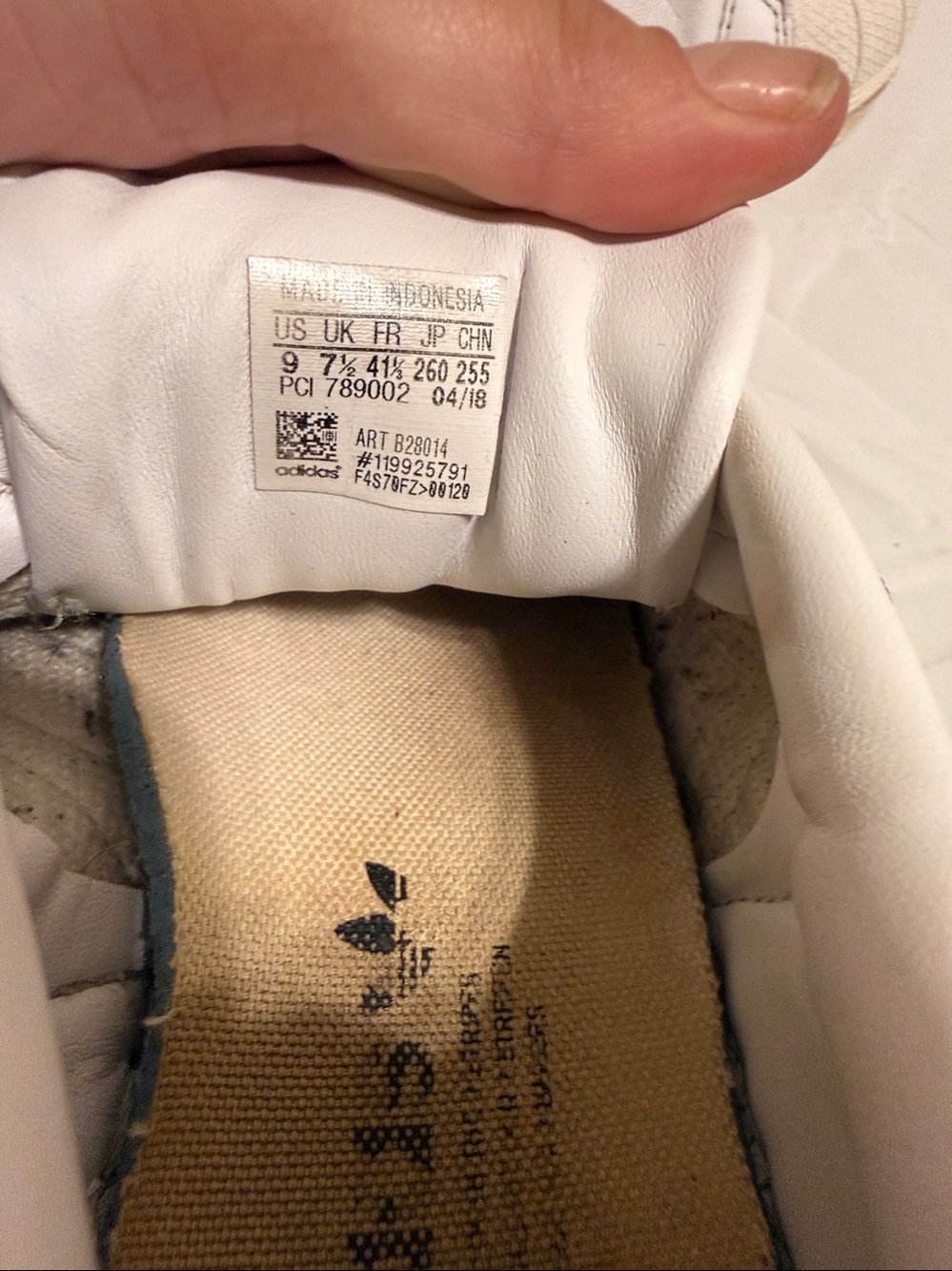 adidas White Sneakers with Black Stripes and Blue Floral Detail - Picture 5 of 5